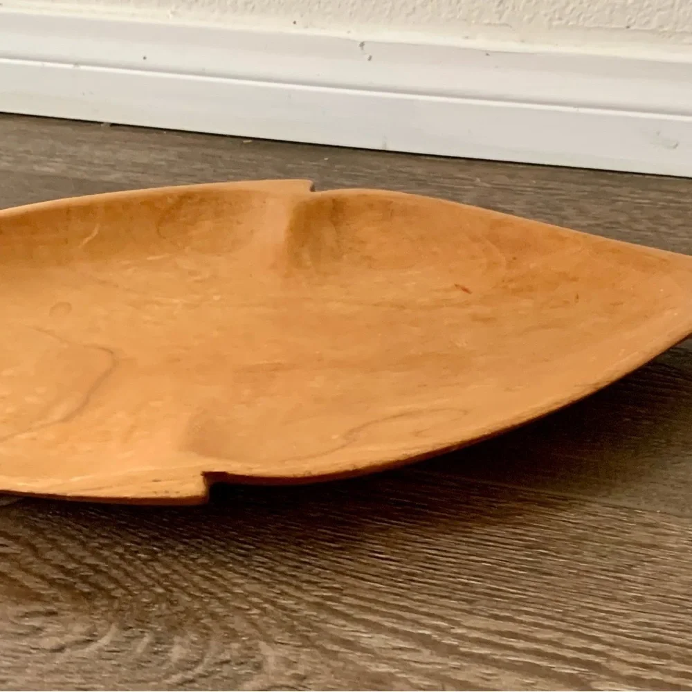 Fish Shaped Hand Carved Wood Chip & Dip Serving Platter Made in Haiti 21”x10”